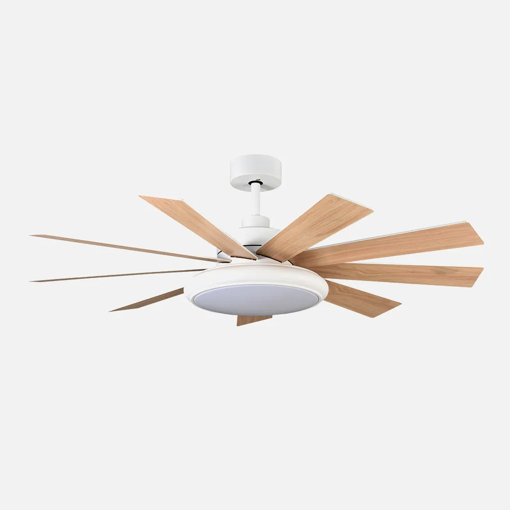 Ventilador Dc Pireo 36w Blanco 9 Aspas Blanca/haya 6 Vel 3Colores 3800lm 132d C/remoto, Memoria Y Temporizador
