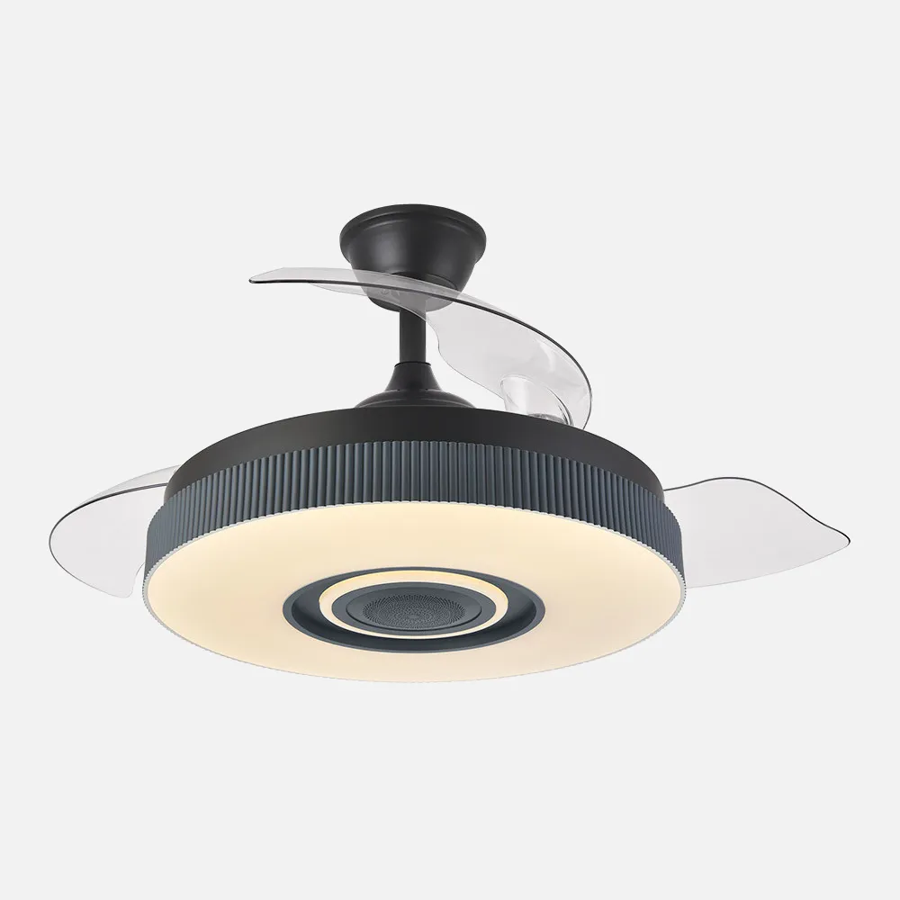 Ventilador Dc Peniche 72w 6120lm Negro/Gris Bluethooth 32/47x50/107d 3Asp.desp. 6Vel. 3Color. C/remoto+altavoz+memoria+temporiz