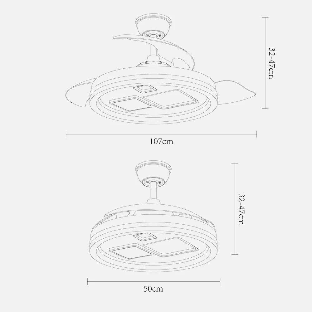 Ventilador Dc Jandula 72w 6120lm Blanco 3 Aspas Desplegables 32/47x50/107d 3 Colores C/remoto+temporizador+memoria