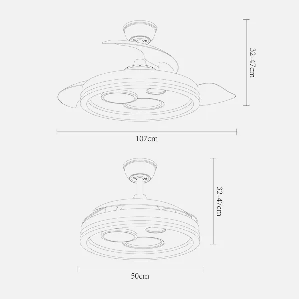 Ventilador Dc Turia 72w 6120lm Negro/blanco 3 Asp.desp. 32/47x50/110d. 3 Colores C/remoto+temporizador+memoria