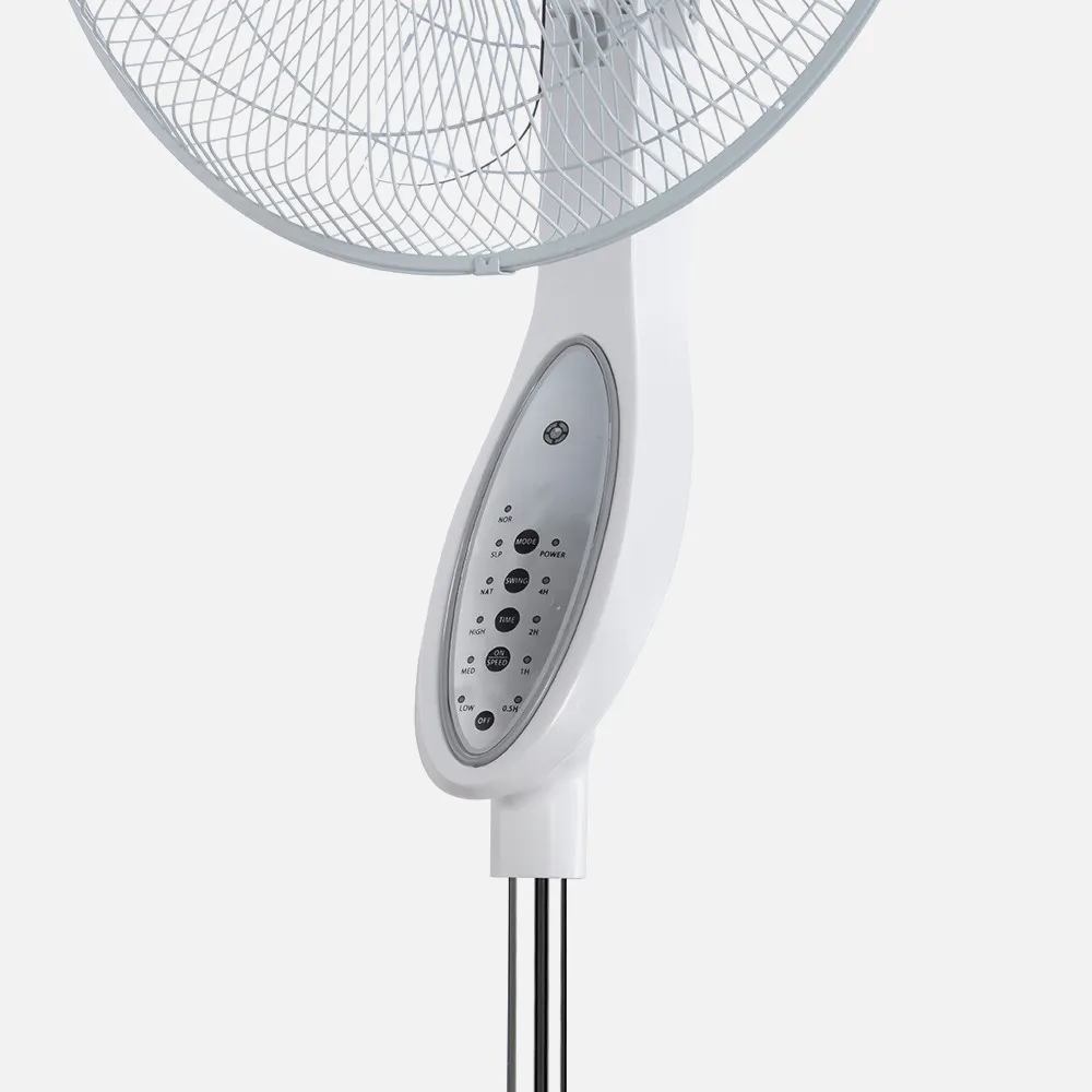 Ventilador De Pie Floxo Blanco/gris 3 Vel. 45w  C/remoto Temporizador 5 Aspas Regx44,5x40 Cm
