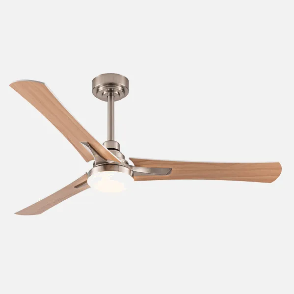 Ventilador 22w Dc Coro Niquel 3asp Blanco/haya  6Velocidades 3colores 2180lm 132d C/remoto, Memoria y Temporizador