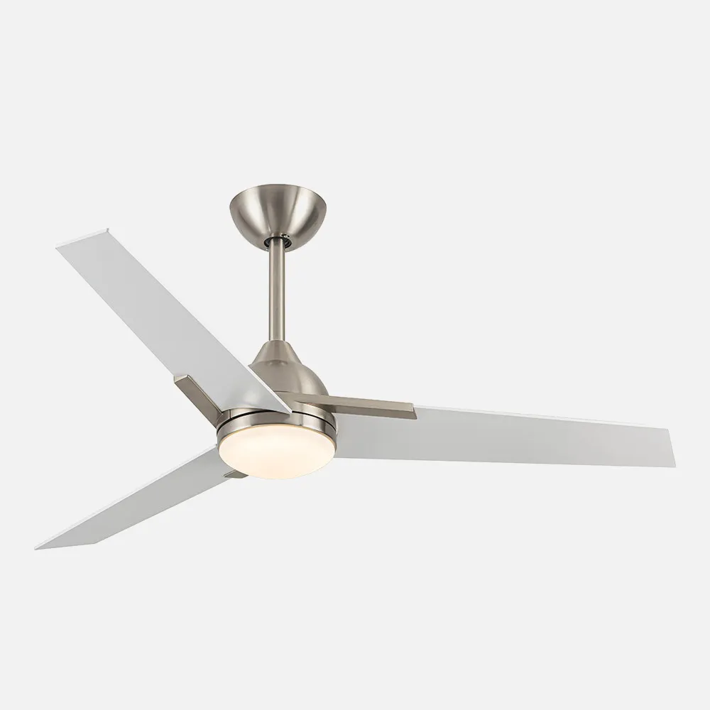 Ventilador 22w Dc Argestes Niquel 3 Aspas Blancas  6Velocidades 3Colores 2180lm 132D C/remoto, Memoria Y Temporizador