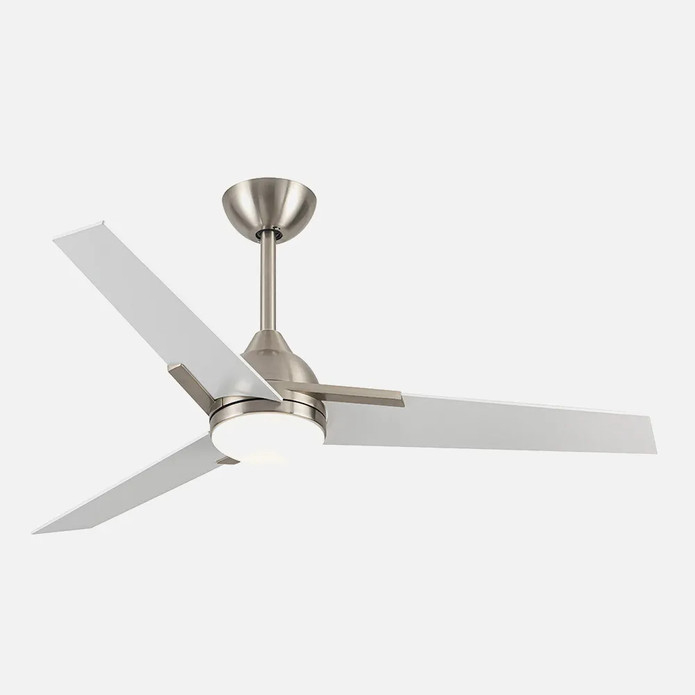 Ventilador 22w Dc Argestes Niquel 3 Aspas Blancas  6Velocidades 3Colores 2180lm 132D C/remoto, Memoria Y Temporizador