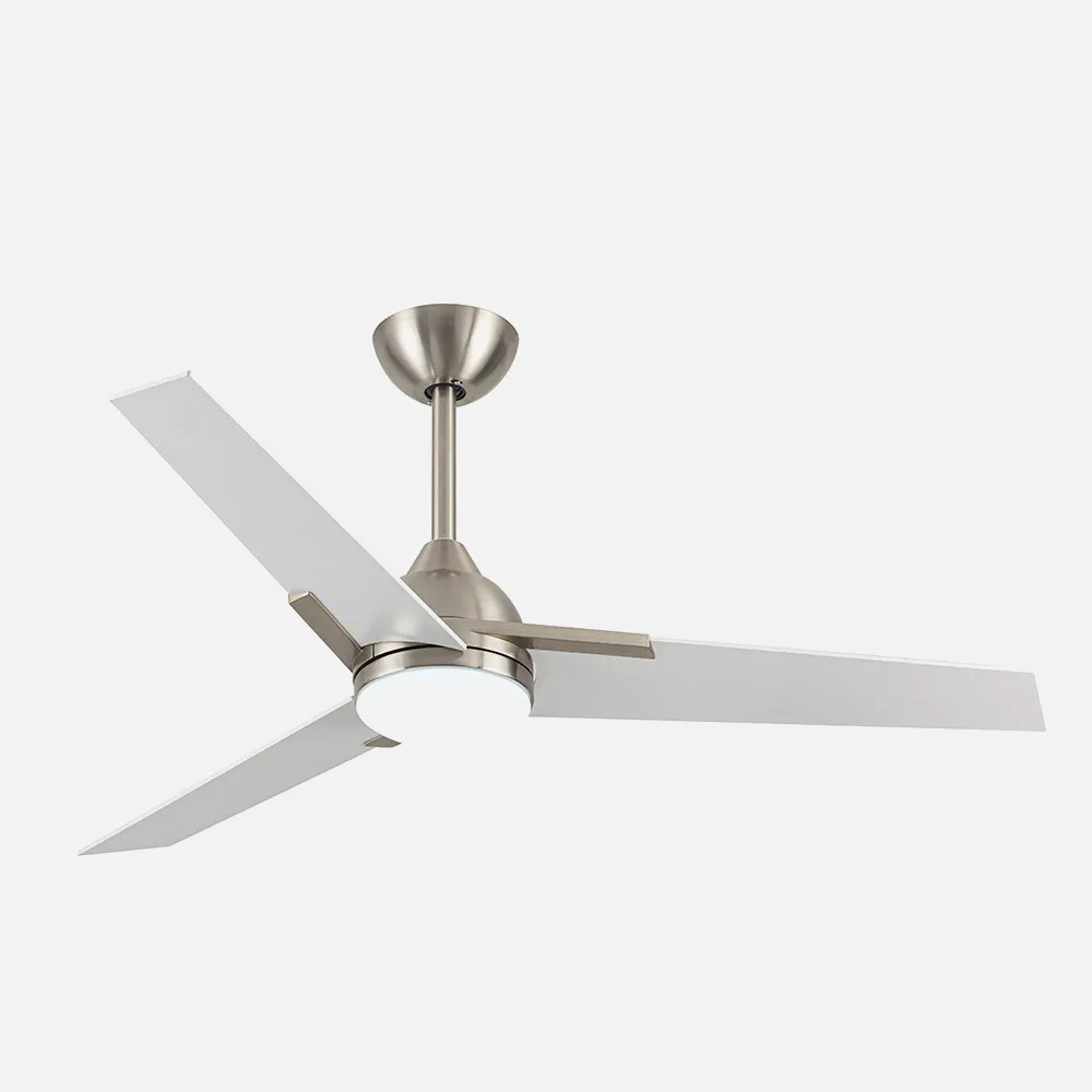 Ventilador 22w Dc Argestes Niquel 3 Aspas Blancas  6Velocidades 3Colores 2180lm 132D C/remoto, Memoria Y Temporizador