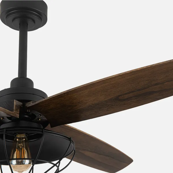 Ventilador Dc Aquilo Negro 1xe27 4Asp Roble 6Veloc C/Remoto Y Temporizador 44,5/57x119,4x119,4 Cm