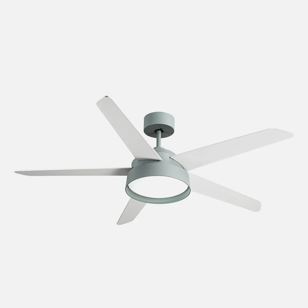 Ventilador 25w Dc Verde Lebeche 5 Aspas Rev.  Blanca/haya 6 Vel. 3000-4000-6000k 132d Remoto,memoria Y Temporizador
