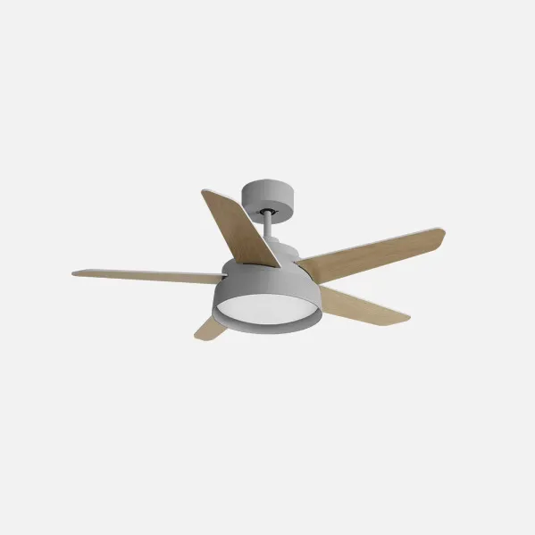 Ventilador 25w Dc Gris Lebeche 5 Aspas Rev.  Blanca/haya 6 Vel. 3000-4000-6000k 132d Remoto,memoria Y Temporizador