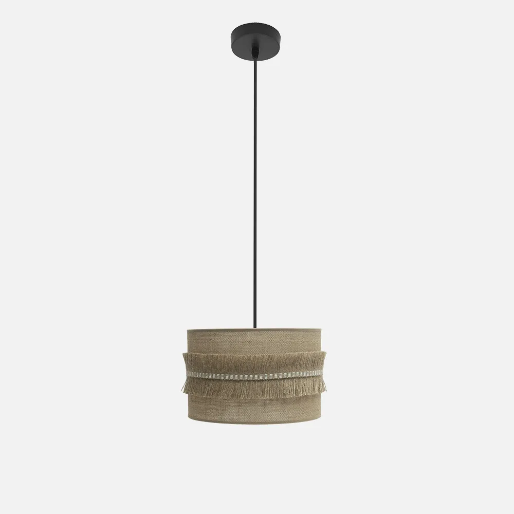 186793009 - Colgante Kala 1xe27 Negro/saco Regx30x30 Cm Con Flecos