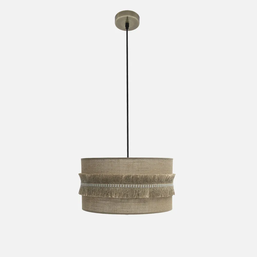 186794014 - Colgante Kala 1xe27 Cuero/saco Regx40x40 Cm Con Flecos