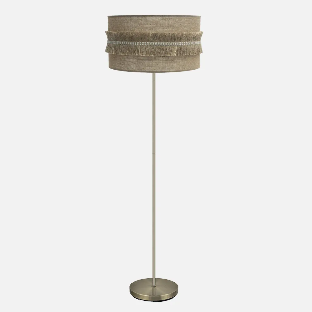 186741014 - Pie Salon Kala 1xe27 Cuero/saco 164x40x40 Cm Con Flecos