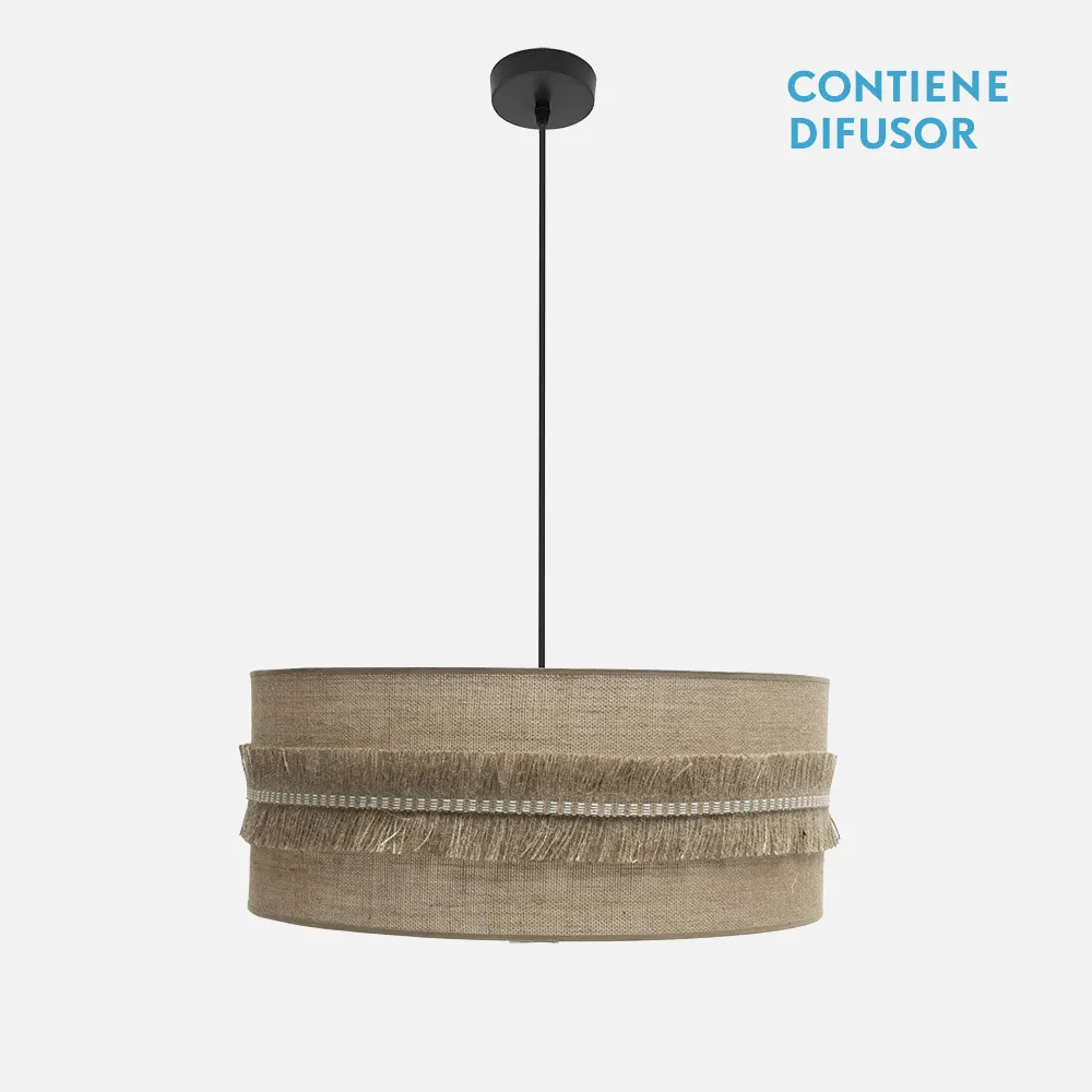 186796009 - Colgante Kala 3xe27 Negro/saco Regx60x60 Cm Con Flecos