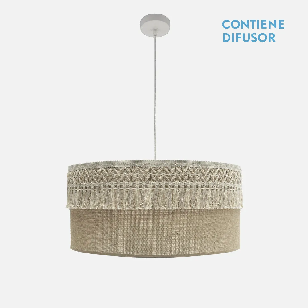 188296001 - Colgante Ekaterina 3xe27 Blanco/saco Regx60x60 Cm Con Pasamaneria