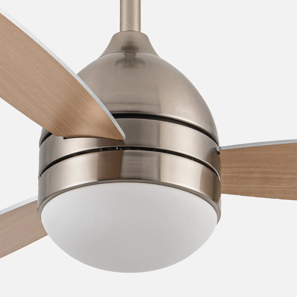 Ventilador 30w Dc Maestral Niquel 3 Aspas Plata/haya 6 Vel. 3 Colores 106,7d C/remoto, Memoria Y Temporizador 2850lm