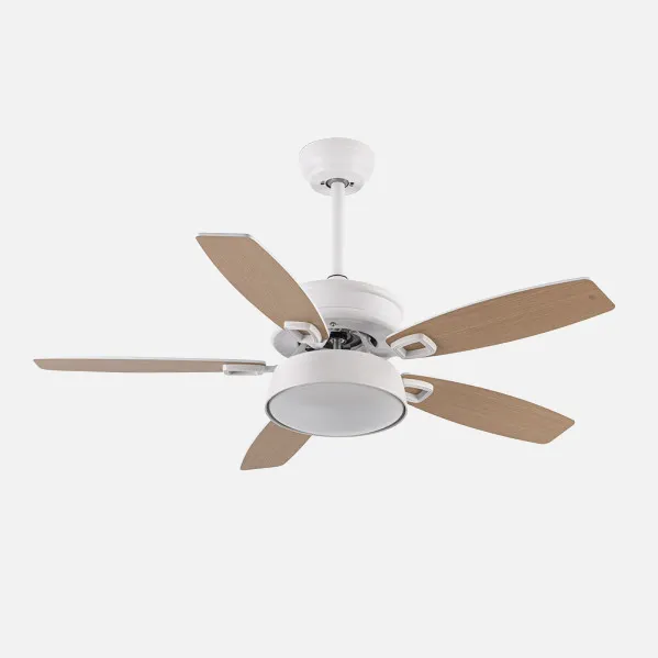 Ventilador 30w Dc Braw Blanco 5 Aspas Blanco/haya  6 Vel. 3 Colores 106,7d C/remoto, Memoria Y Temporizador 2850lm