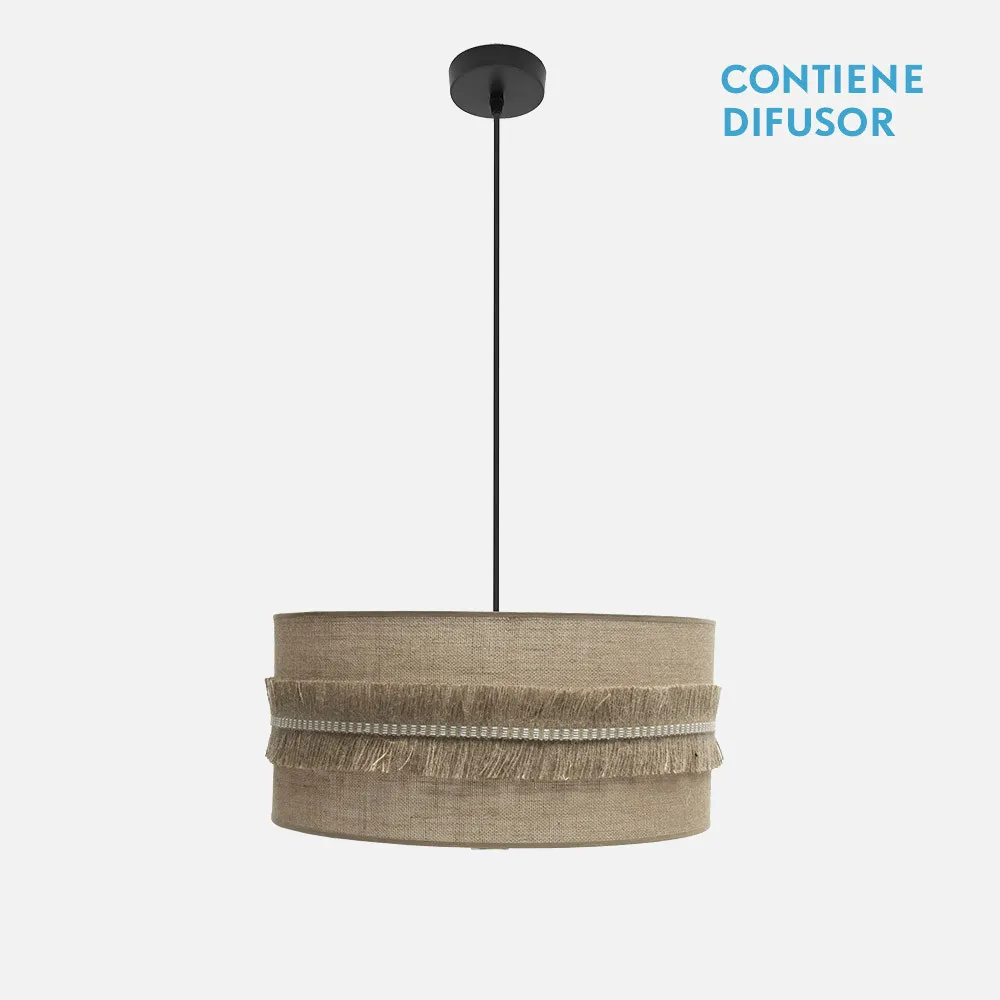 186795009 - Colgante Kala 2xe27 Negro/saco Regx50x50 Cm Con Flecos
