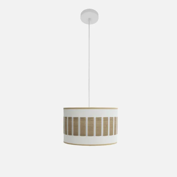 Colgante Ivanna 1xe27 Blanco/blanco-madera Clara Regx30x30 Cm
