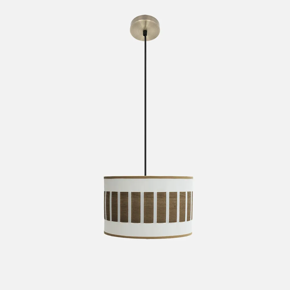 188493084 - Pendant light Ivanna 1xe27 Leather/white-wood Dark  Regx30x30 Cm