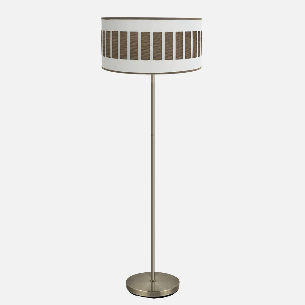 188441084 - Pie Salon Ivanna 1xe27 Cuero/blanco-madera Oscura 163x40x40 Cm