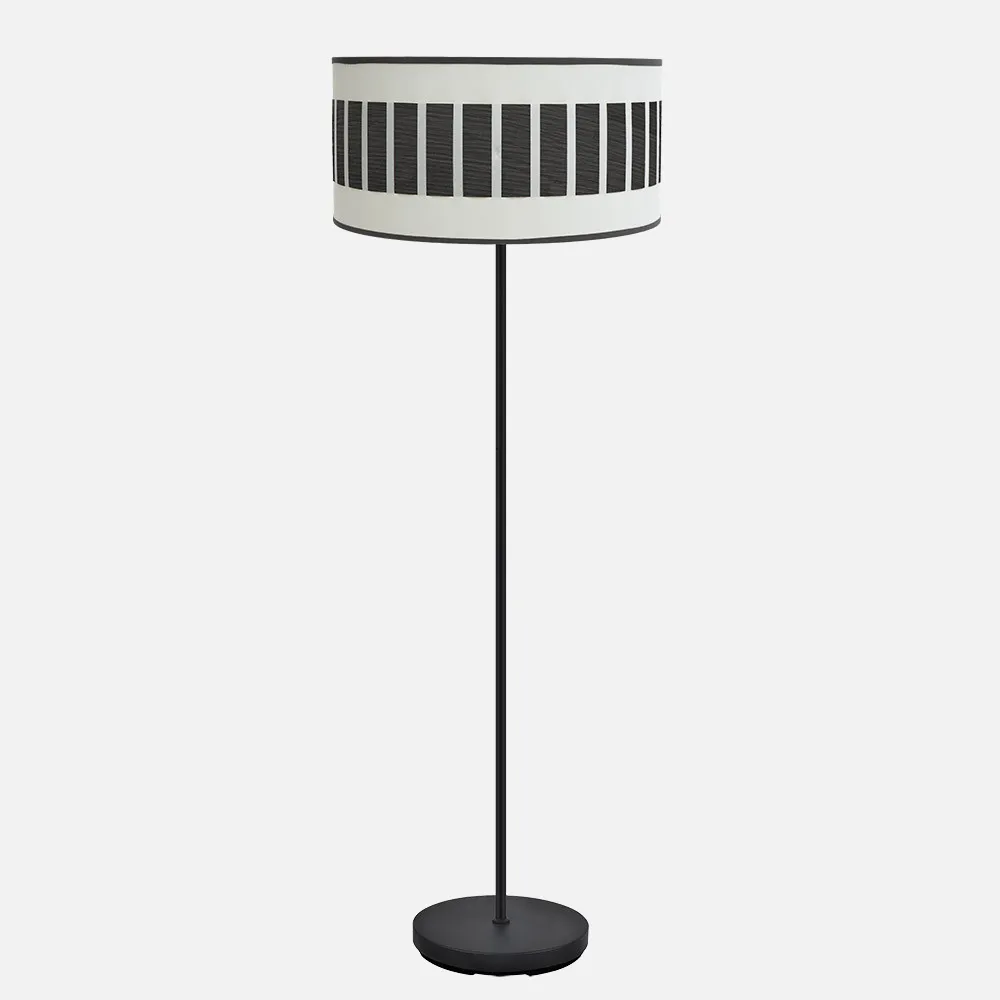 188441009 - Pie Salon Ivanna 1xe27 Negro/blanco-madera Negra 163x40x40 Cm