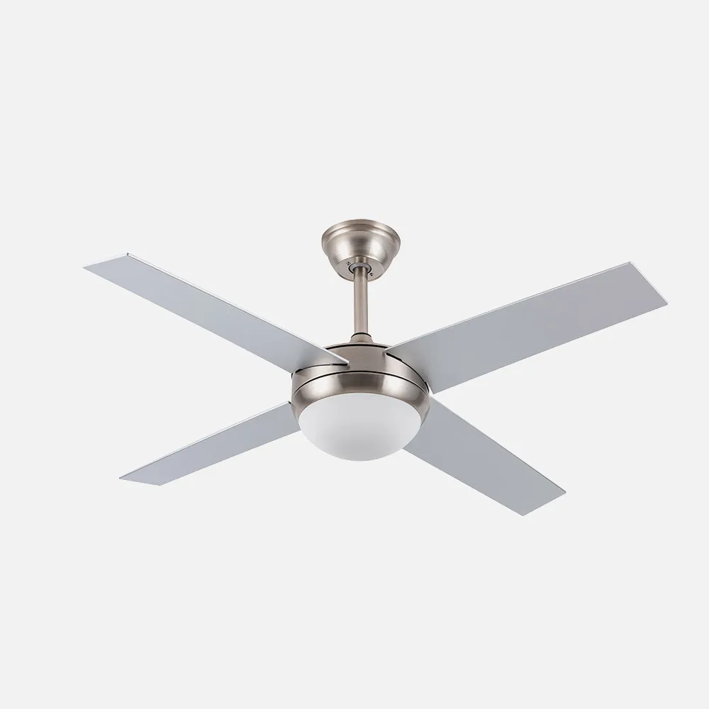 Ventilador  Dc Ciro 2xe27 Niquel 4 Asp.rev. Plata/haya 35/45x116,8d Remoto Y Temporizador