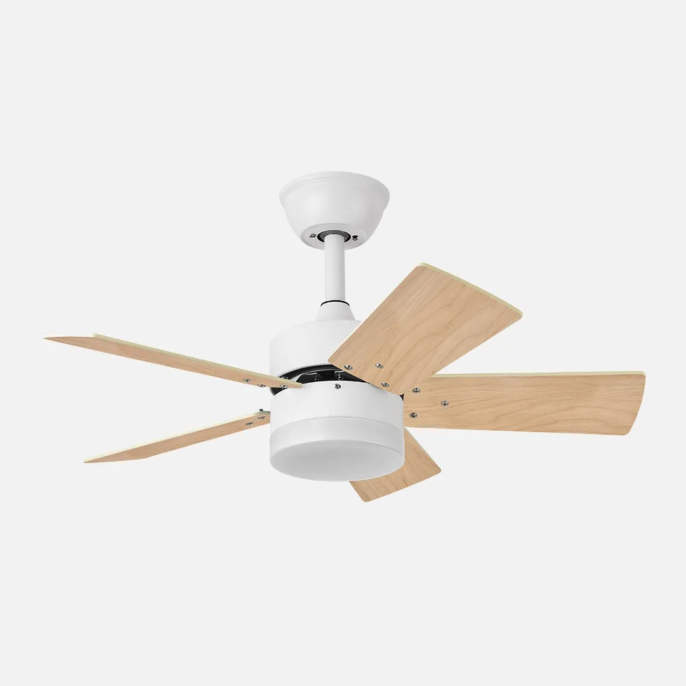 Ventilador Dc Marta 36w Blanco 5 Aspas Rev.  Blanco/haya  41x76d 3060lm C/ Remoto , Memoria Y Temporizador 3000k,4000k,6000k
