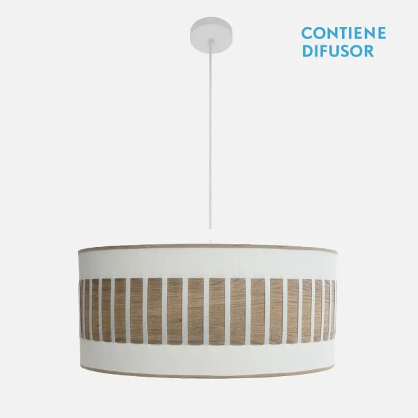 Colgante Ivanna 3xe27 Blanco/blanco-madera Clara Regx60x60 Cm