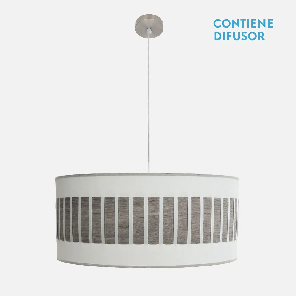 188496083 - Colgante Ivanna 3xe27 Niquel/blanco-madera Gris Regx60x60 Cm