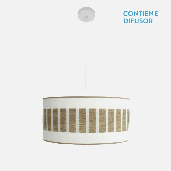 Colgante Ivanna 2xe27 Blanco/blanco-madera Clara Regx50x50 Cm