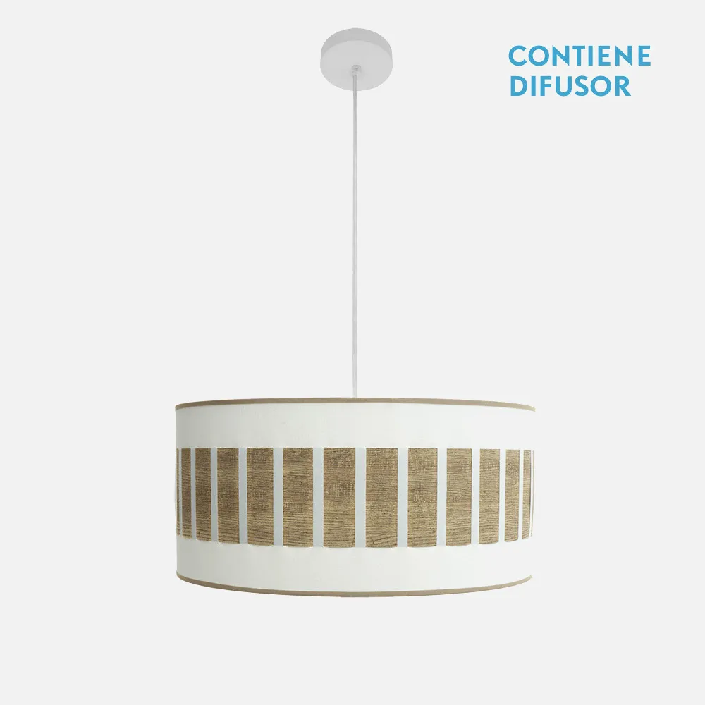 188495085 - Colgante Ivanna 2xe27 Blanco/blanco-madera Clara Regx50x50 Cm