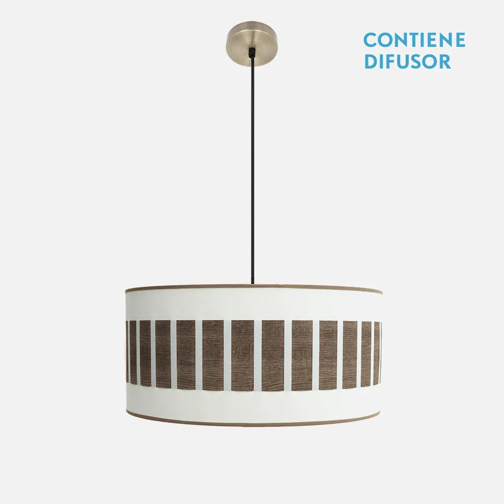 188495084 - Colgante Ivanna 2xe27 Cuero/blanco-madera Oscura Regx50x50 Cm
