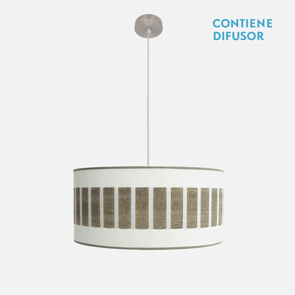 188495083 - Colgante Ivanna 2xe27 Niquel/blanco-madera Gris Regx50x50 Cm