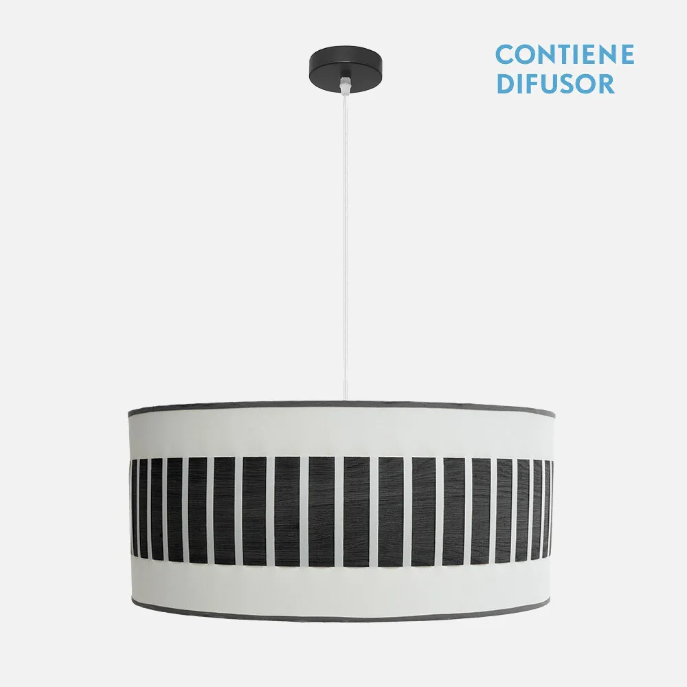 188496009 - Colgante Ivanna 3xe27 Negro/blanco-madera Negra Regx60x60 Cm