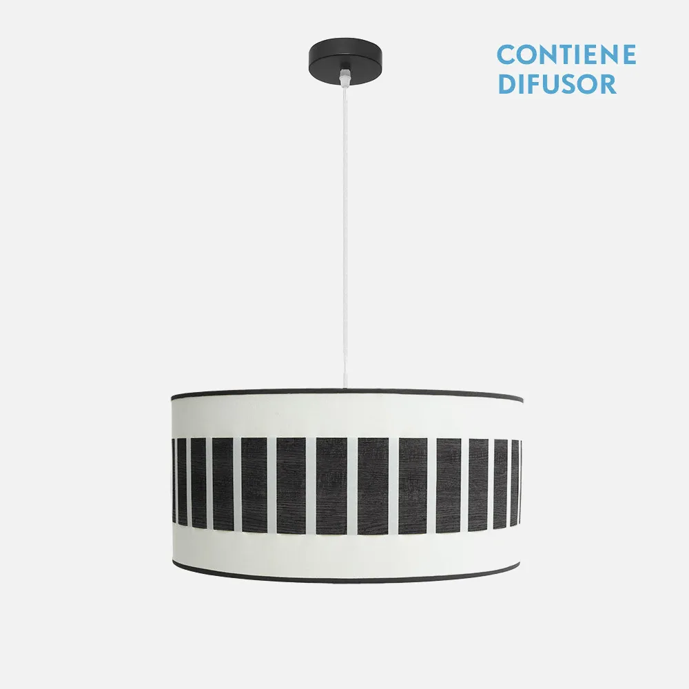 188495009 - Colgante Ivanna 2xe27 Negro/blanco-madera Negra Regx50x50 Cm