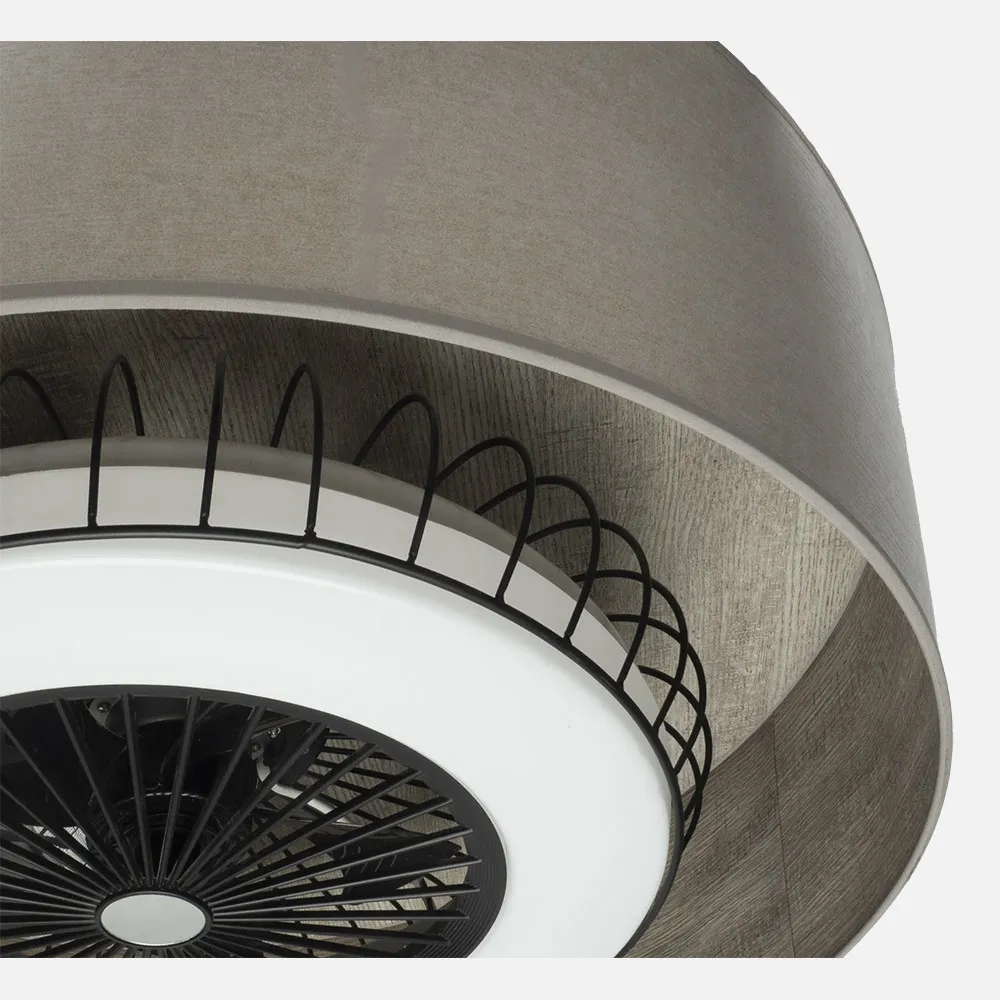 Ventilador DC Tania 72w Madera Gris 5 Aspas 6 Velocidades 3col Remoto,memoria,reg.Intensidad,temporizador 6120lm 70d