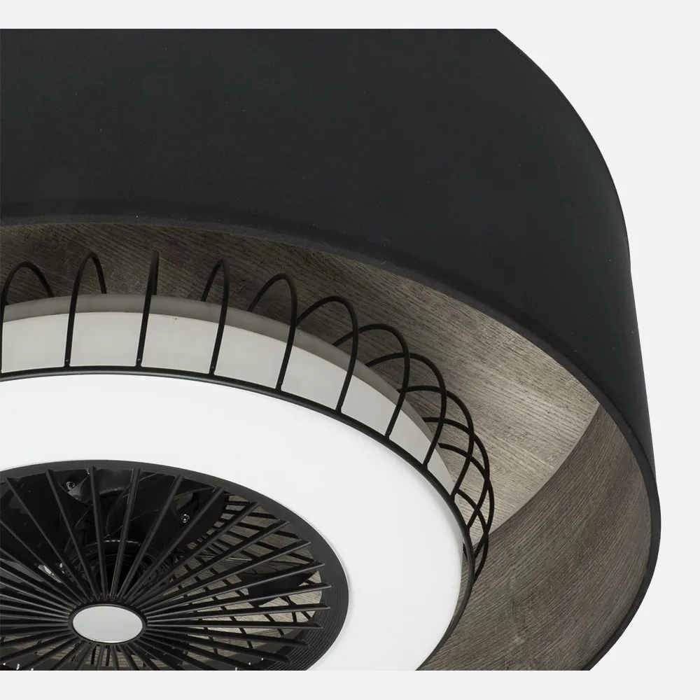 Ventilador DC Tania 72w Negro/madera Gris 5 Aspas 6 Velocidades 3col Remoto,memoria,reg.Intensidad,temporizador 6120lm 70d