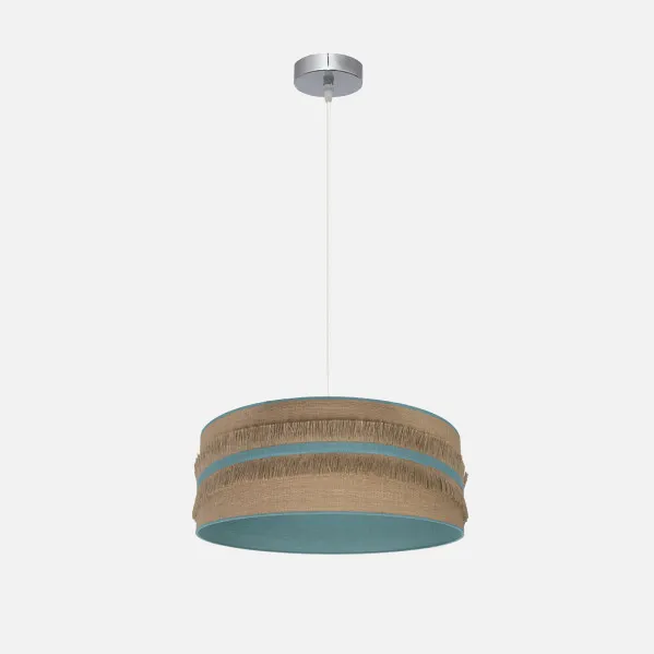 Colgante Natalia 1xe27 Niquel/saco-turquesa Regx40x40 Cm