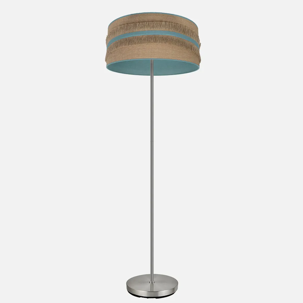188541048 - Pie Salon Natalia 1xe27 Niquel/saco-turquesa 164x40x40 Cm