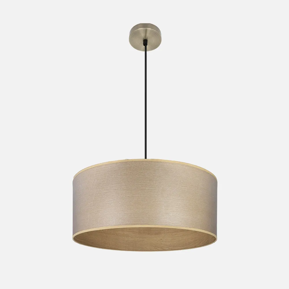 188395085 - Colgante Tania 1xe27 Cuero/madera Clara Regx50x50 Cm