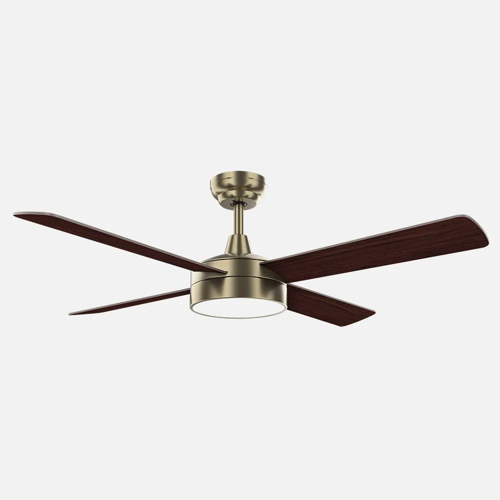 Ventilador Dc Nevery 26w Cuero 4 Aspas Roble/nogal 122d 2950lm 3000-4000-6000k  Remoto-temporizador-memoria 24