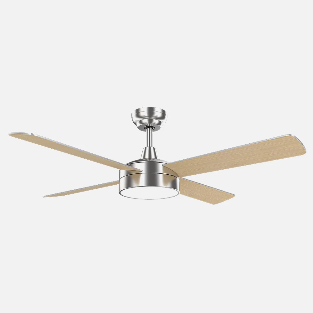 Ventilador Dc Nevery 26w Niquel 4 Aspas Haya/plata 122d 2950lm 3000-4000-6000k Remoto-temporizador-memoria 24