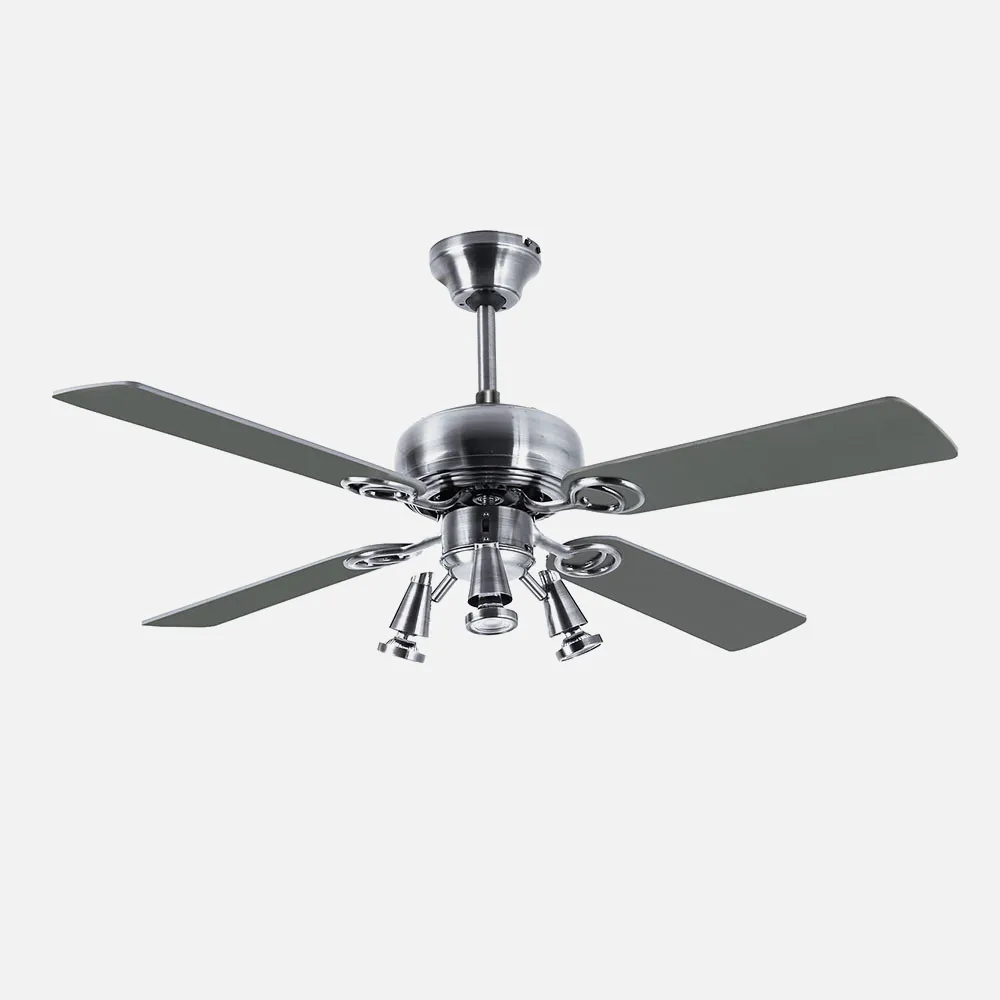 Ventilador Galerna Niq. 3 Focos Gu10 Led 4 Aspas  Haya/plata 107d 