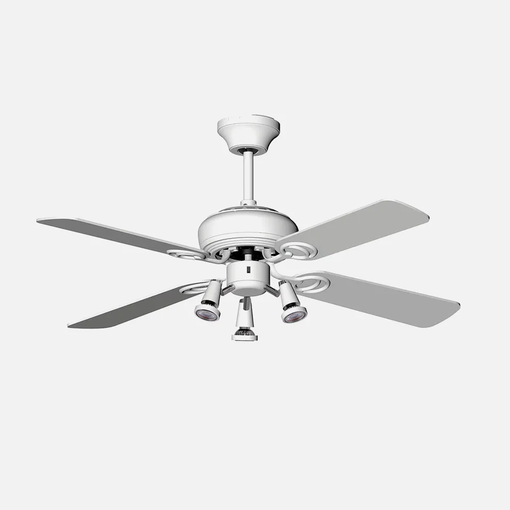 Ventilador Galerna Blanco 3 Focos Gu10 Led 4aspas  Blanca 107 D 