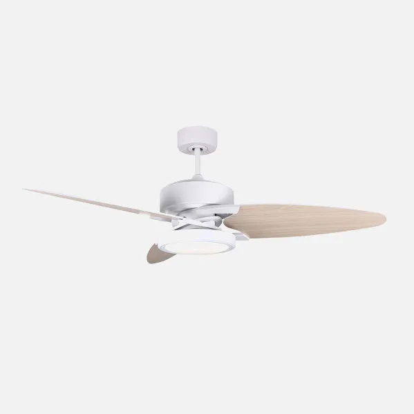 Ventilador Dc Cross 30w Blanco 3 Aspas Blanco/haya 6vel. 3 Colores 3250lm132d Remoto, Memoria Y Temporizador
