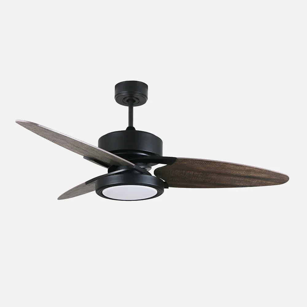 Ventilador Dc Cross 30w Negro 3 Aspas Gris/roble 6vel. 3 Colores 3250lm 132d Remoto, Memoria Y Temporizador
