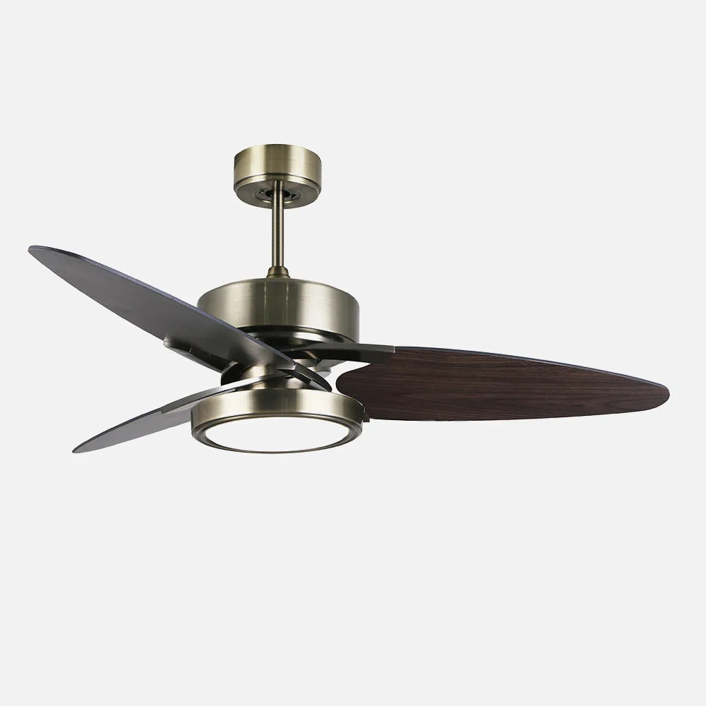 Ventilador Dc Cross 30w Cuero 3 Aspas Negro/nogal 6vel. 3 Colores 3250lm 132d Remoto, Memoria Y Temporizador