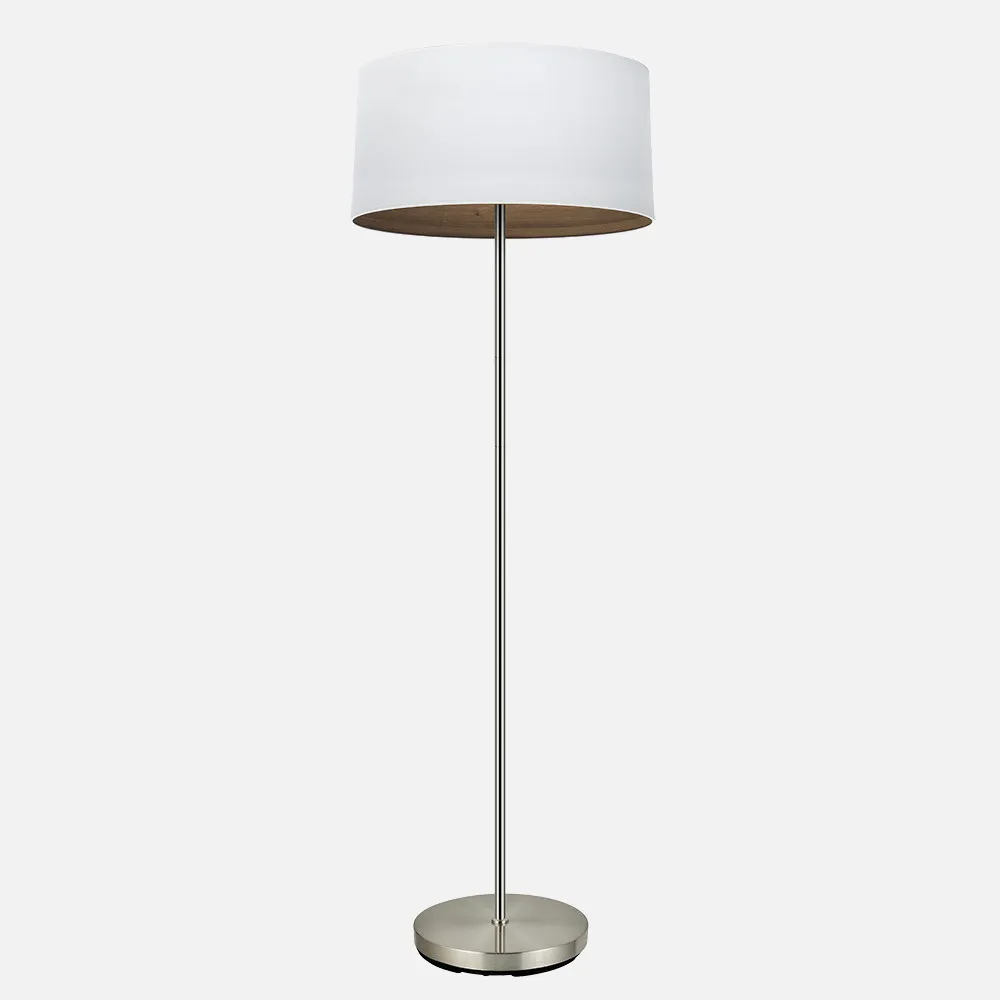 189141084 - Pie Salon Tatiana 1xe27 Niquel/blanco-mad.Oscura 162x40x40 Cm