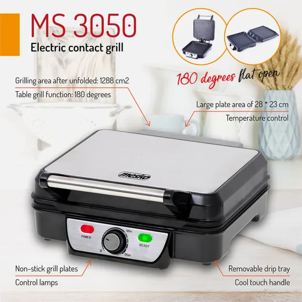 Grill Parrilla Electrica 2500w Reg.temperatura,antiadherente, Indicador Luminoso C/bandeja Goteo,espatula
