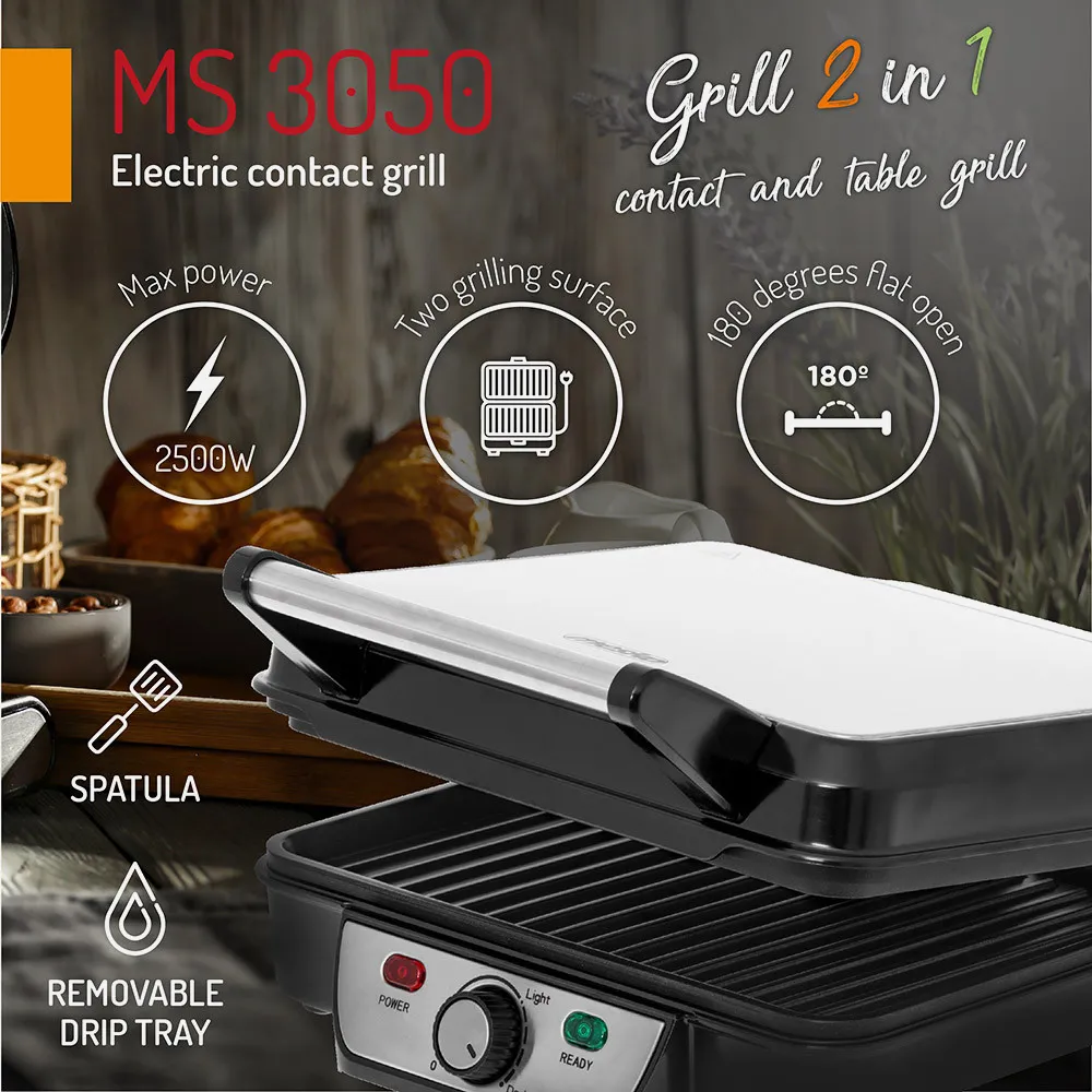 Grill Parrilla Electrica 2500w Reg.temperatura,antiadherente, Indicador Luminoso C/bandeja Goteo,espatula