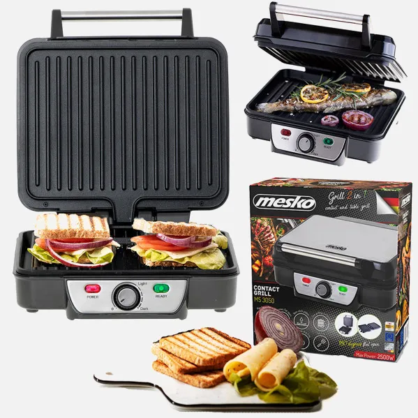 Grill Parrilla Electrica 2500w Reg.temperatura,antiadherente, Indicador Luminoso C/bandeja Goteo,espatula